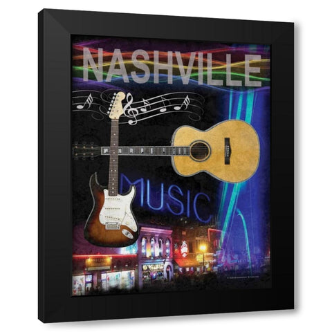 Nashville Black Modern Wood Framed Art Print with Double Matting by Williams, Todd