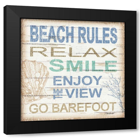 Beach Rules Sq Black Modern Wood Framed Art Print with Double Matting by Williams, Todd