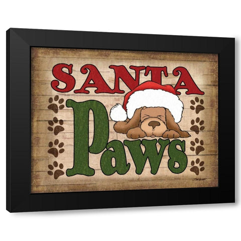Santa Paws Black Modern Wood Framed Art Print by Williams, Todd