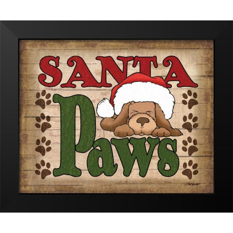 Santa Paws Black Modern Wood Framed Art Print by Williams, Todd