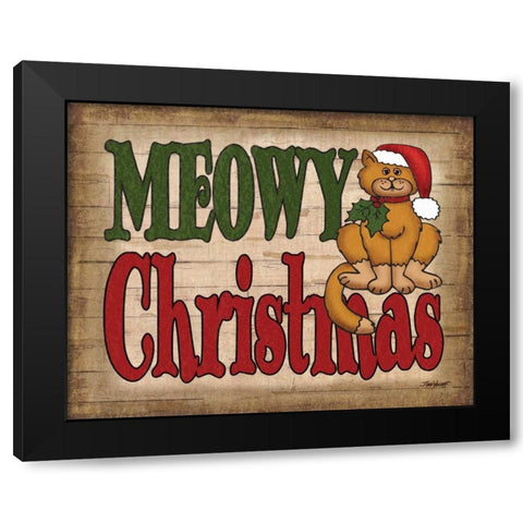 Meowy Christmas Black Modern Wood Framed Art Print by Williams, Todd