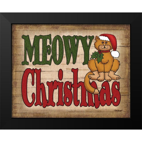 Meowy Christmas Black Modern Wood Framed Art Print by Williams, Todd