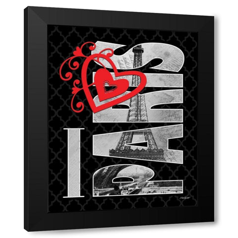 I Love Paris Black Modern Wood Framed Art Print by Williams, Todd