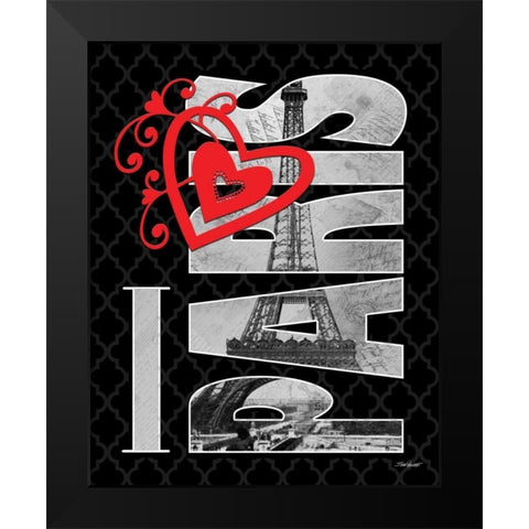 I Love Paris Black Modern Wood Framed Art Print by Williams, Todd