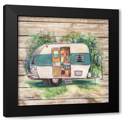 Retro Camping Trailer Black Modern Wood Framed Art Print by Williams, Todd