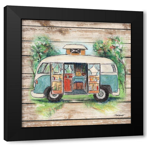 Retro Camping Van Black Modern Wood Framed Art Print by Williams, Todd