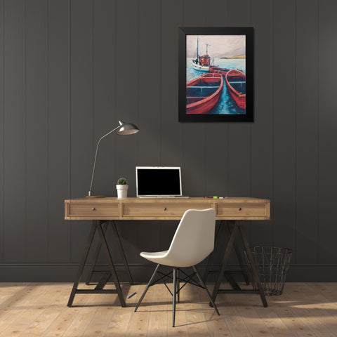 Red Boats Black Modern Wood Framed Art Print by Williams, Todd