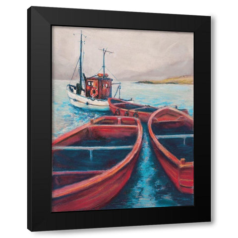 Red Boats Black Modern Wood Framed Art Print by Williams, Todd