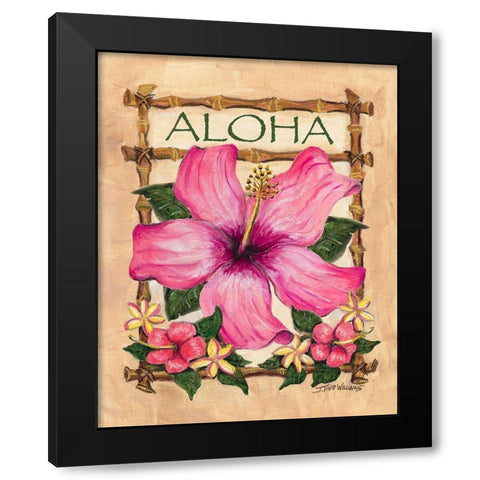 Aloha Hibiscus Black Modern Wood Framed Art Print with Double Matting by Williams, Todd