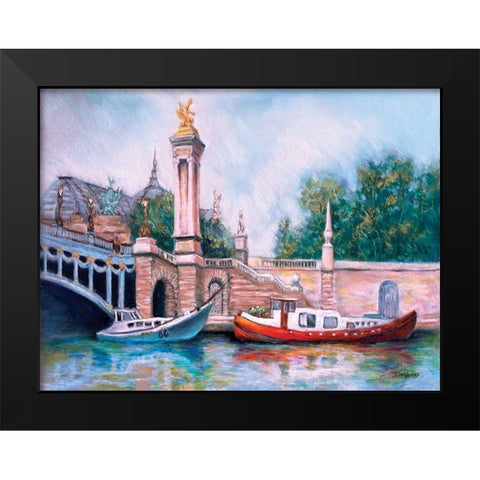 Boats in Paris I Black Modern Wood Framed Art Print by Williams, Todd