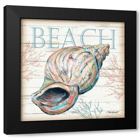 Beach Shell Black Modern Wood Framed Art Print by Williams, Todd