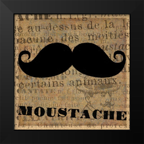 Moustache Black Modern Wood Framed Art Print by Ven Vertloh, Lisa