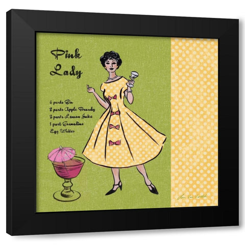 Pink Lady Black Modern Wood Framed Art Print by Ven Vertloh, Lisa