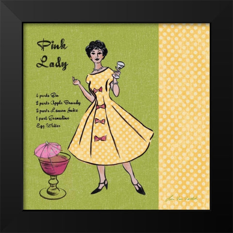Pink Lady Black Modern Wood Framed Art Print by Ven Vertloh, Lisa