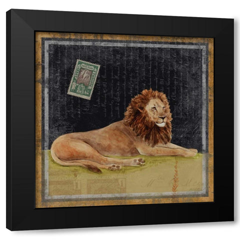 Lion Black Modern Wood Framed Art Print with Double Matting by Ven Vertloh, Lisa