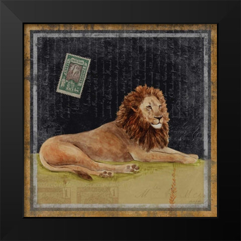 Lion Black Modern Wood Framed Art Print by Ven Vertloh, Lisa