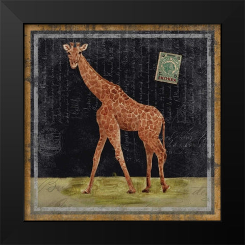 Giraffe Black Modern Wood Framed Art Print by Ven Vertloh, Lisa