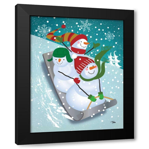 Frosty and Fab IV Black Modern Wood Framed Art Print by Woo, Teresa