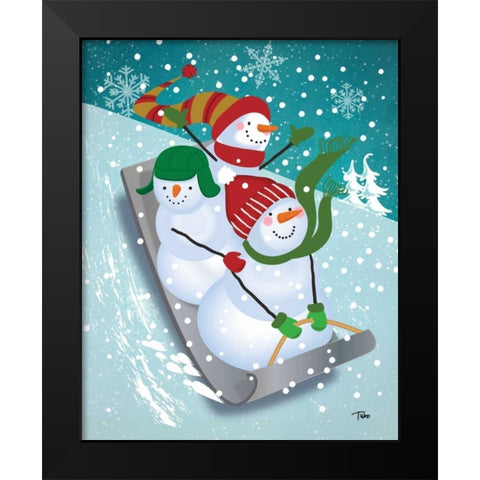 Frosty and Fab IV Black Modern Wood Framed Art Print by Woo, Teresa