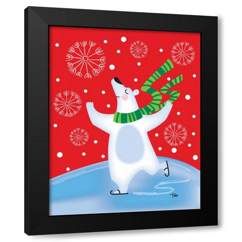 Polar Bear Arabesque Black Modern Wood Framed Art Print by Woo, Teresa