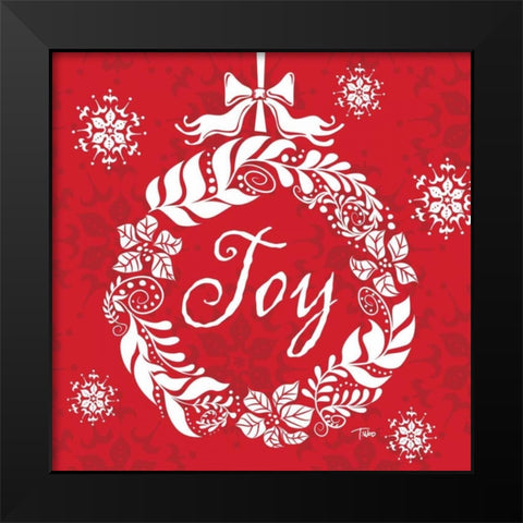 Joy Wreath Black Modern Wood Framed Art Print by Woo, Teresa