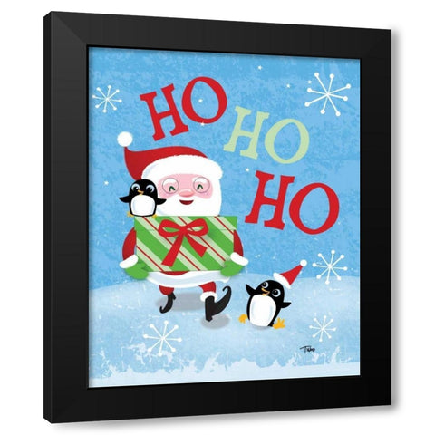 Santa Gift Black Modern Wood Framed Art Print with Double Matting by Woo, Teresa