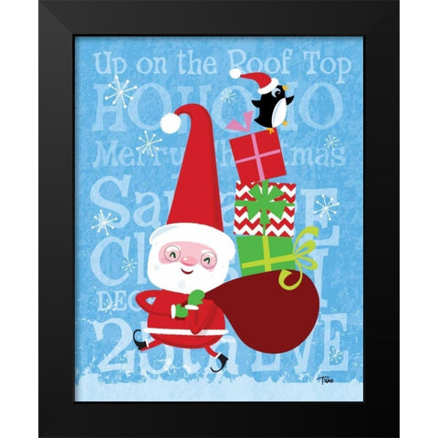Santa and Bag of Presents Black Modern Wood Framed Art Print by Woo, Teresa