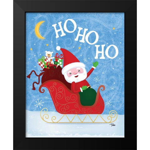 Santa Sleigh Black Modern Wood Framed Art Print by Woo, Teresa