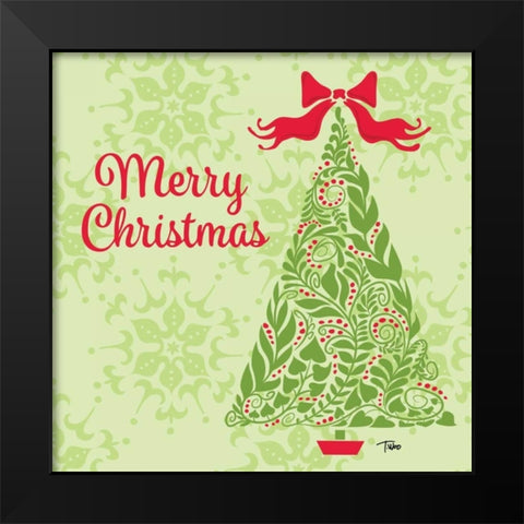 Green Tree Black Modern Wood Framed Art Print by Woo, Teresa