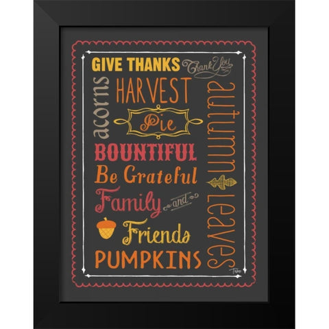 Autumn Words Black Modern Wood Framed Art Print by Woo, Teresa