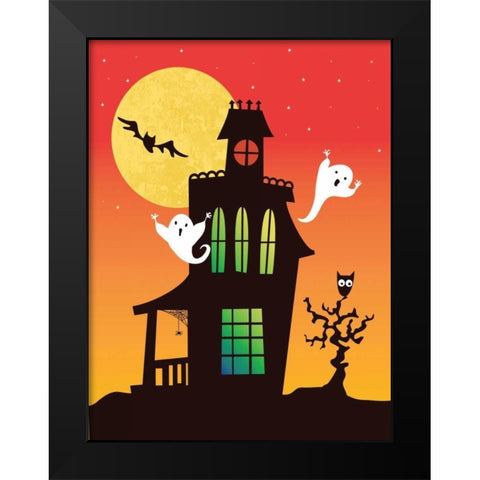 Ghost Party Black Modern Wood Framed Art Print by Woo, Teresa