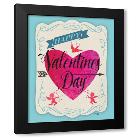 Cupid Valentine Black Modern Wood Framed Art Print with Double Matting by Woo, Teresa