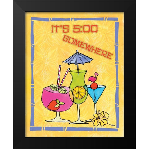 Tiki Time IV Black Modern Wood Framed Art Print by Woo, Teresa