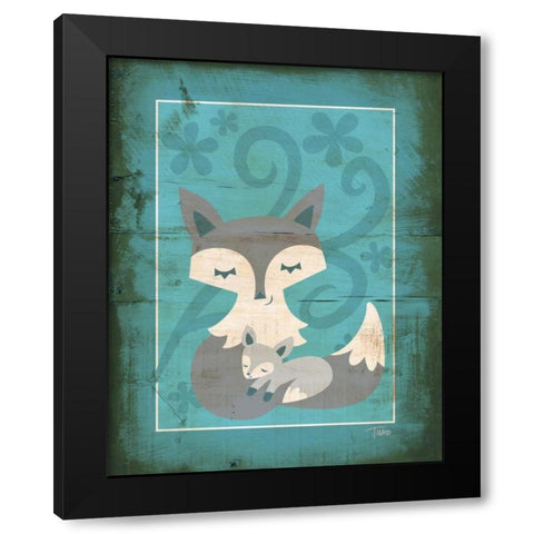 Rustic Woodland Foxes Black Modern Wood Framed Art Print with Double Matting by Woo, Teresa