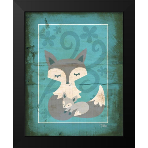 Rustic Woodland Foxes Black Modern Wood Framed Art Print by Woo, Teresa