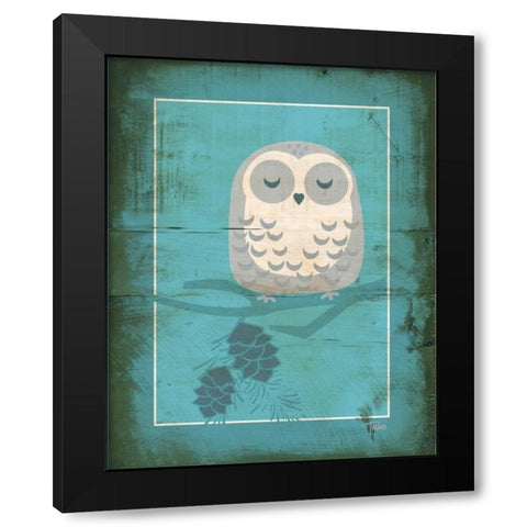 Rustic Woodland Owl Black Modern Wood Framed Art Print by Woo, Teresa
