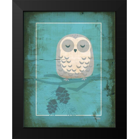 Rustic Woodland Owl Black Modern Wood Framed Art Print by Woo, Teresa