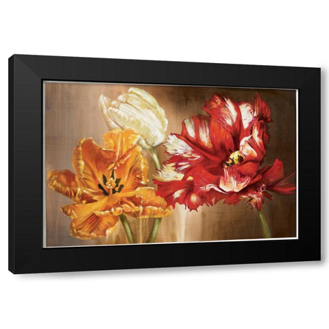Tulips Black Modern Wood Framed Art Print with Double Matting by Werbelow, Selina