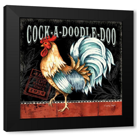 Cock-a-doodle-do Black Modern Wood Framed Art Print with Double Matting by Wright, Sydney