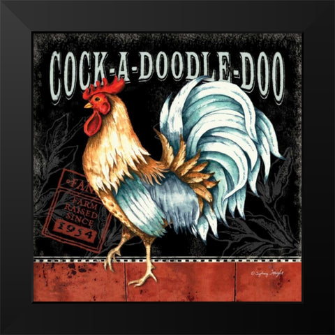 Cock-a-doodle-do Black Modern Wood Framed Art Print by Wright, Sydney
