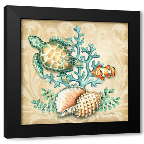 Sea Life I Black Modern Wood Framed Art Print by Wright, Sydney