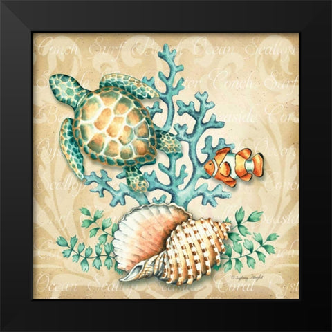 Sea Life I Black Modern Wood Framed Art Print by Wright, Sydney