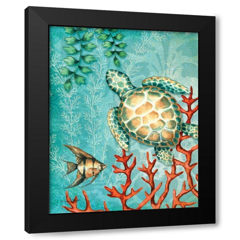 Turtle Black Modern Wood Framed Art Print with Double Matting by Wright, Sydney