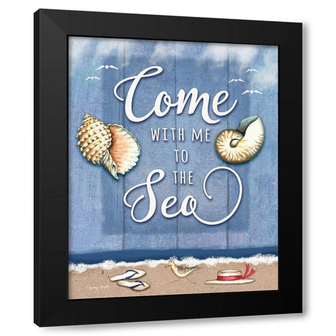 Come to the Sea Black Modern Wood Framed Art Print with Double Matting by Wright, Sydney