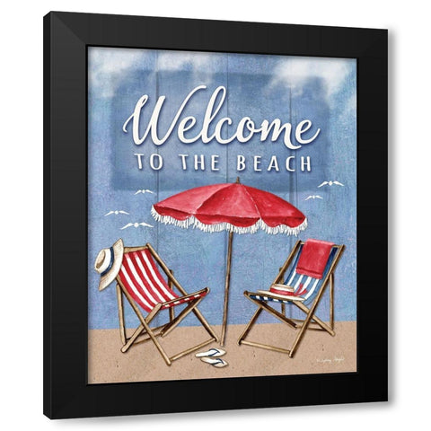 Welcome to the Beach Black Modern Wood Framed Art Print with Double Matting by Wright, Sydney
