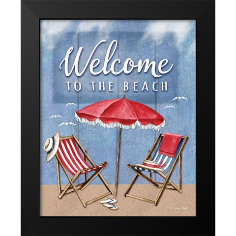 Welcome to the Beach Black Modern Wood Framed Art Print by Wright, Sydney