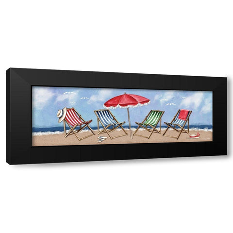 Beach Chairs Black Modern Wood Framed Art Print with Double Matting by Wright, Sydney