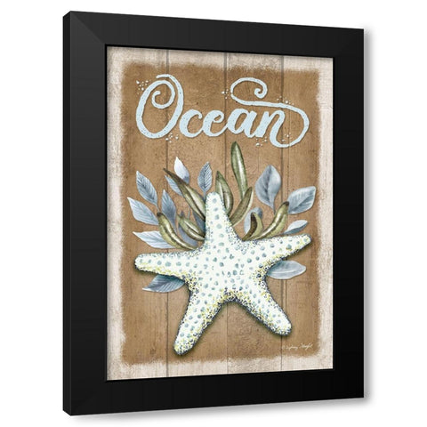 Ocean Starfish Black Modern Wood Framed Art Print with Double Matting by Wright, Sydney