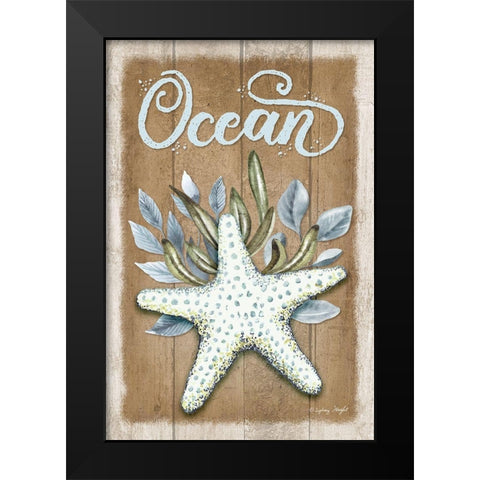 Ocean Starfish Black Modern Wood Framed Art Print by Wright, Sydney