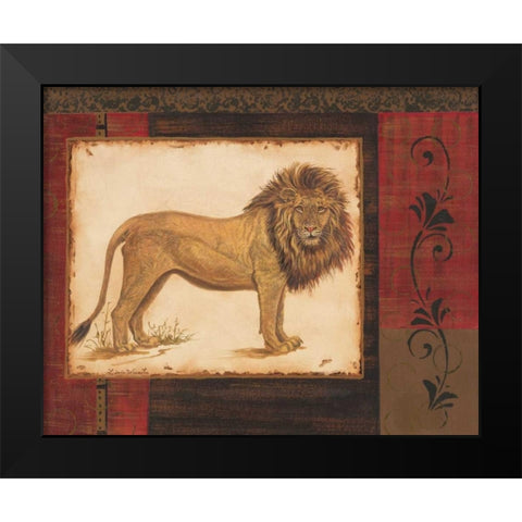 Savanna Lion Black Modern Wood Framed Art Print by Wacaster, Linda